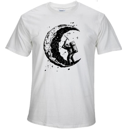 Digging The Moon Print Casual T Shirt