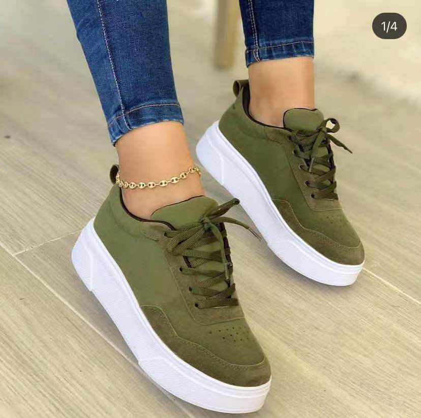 Thick Bottom Lace-up Mesh Sneakers