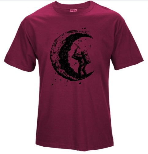 Digging The Moon Print Casual T Shirt