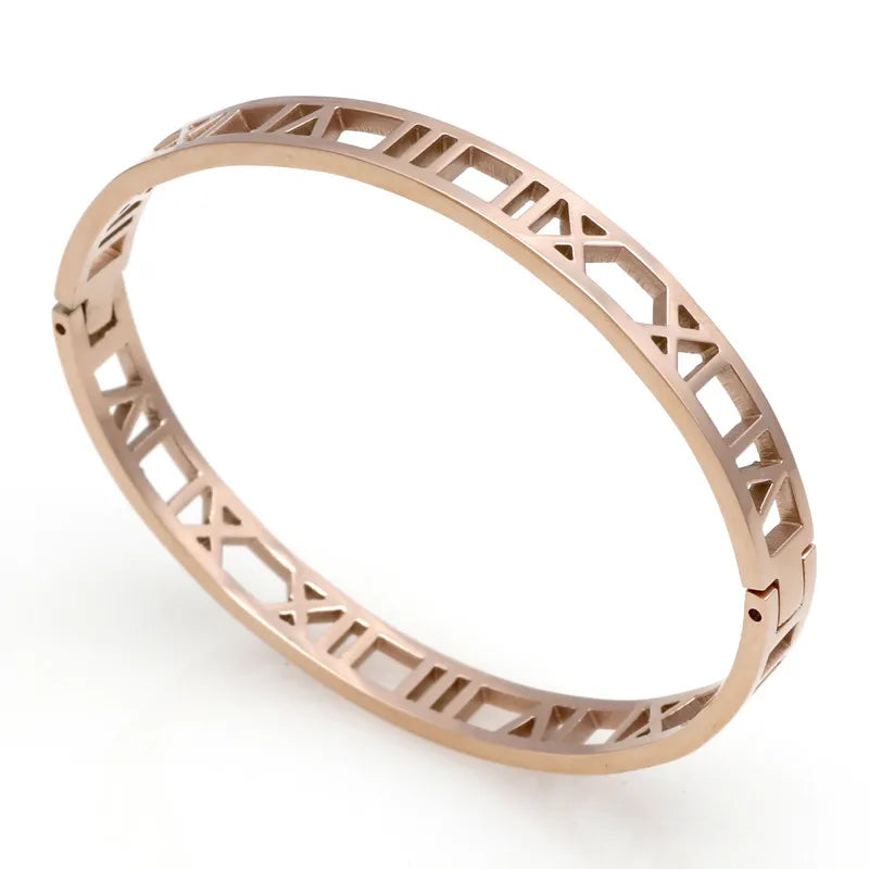 Delicate Hollow Roman Numeral Bangle