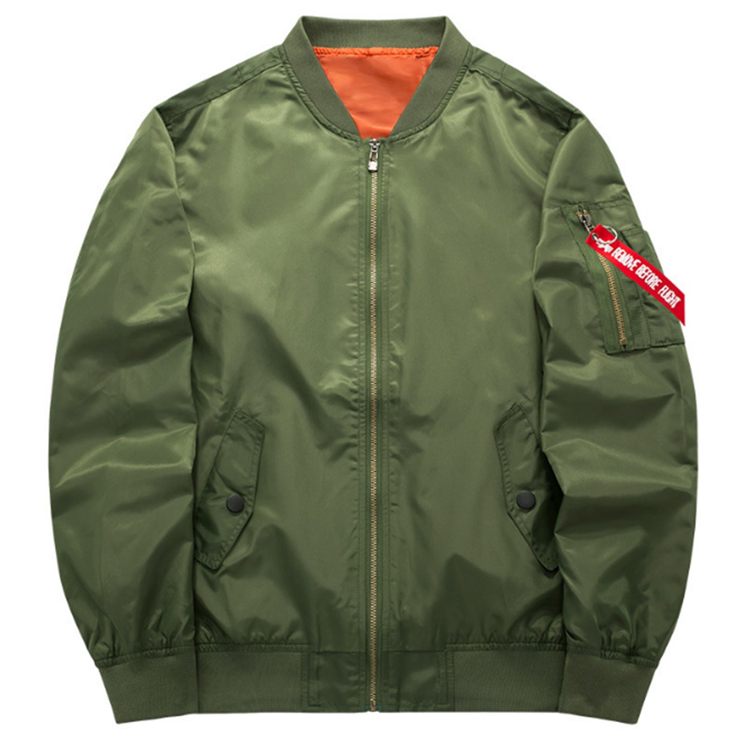 Solid Standing Collar Bomber Jacket