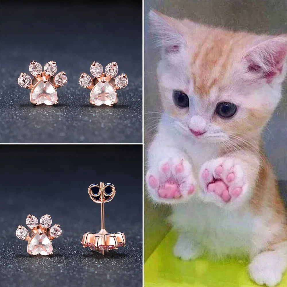 Cat Paw 925 Sterling Silver Earrings for Women