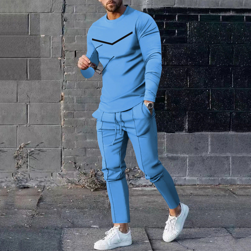 Men's Round Neck Long Sleeve T-shirt Suit