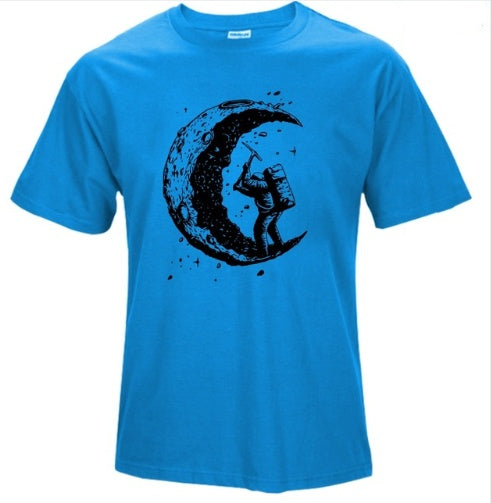 Digging The Moon Print Casual T Shirt