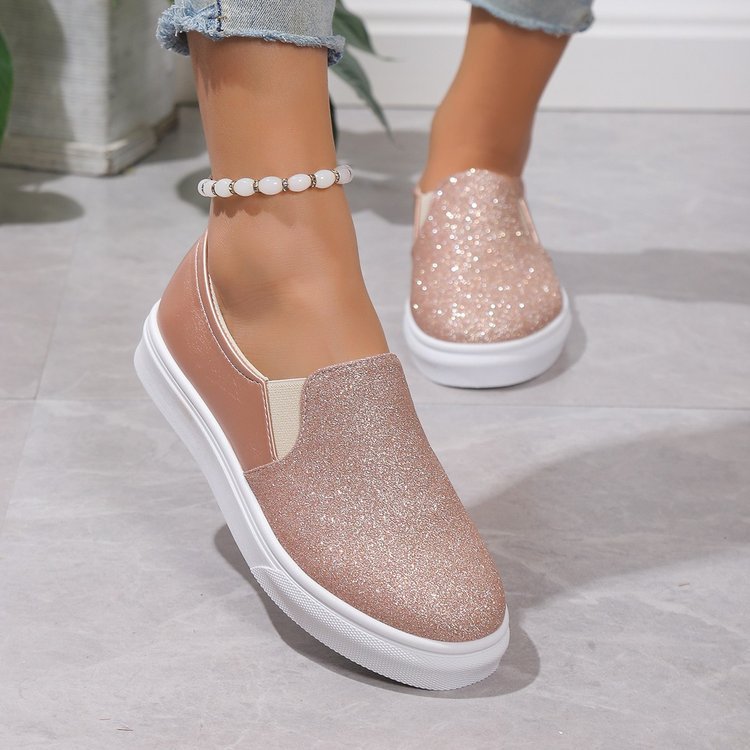 Flat Bottom Sequined Loafers