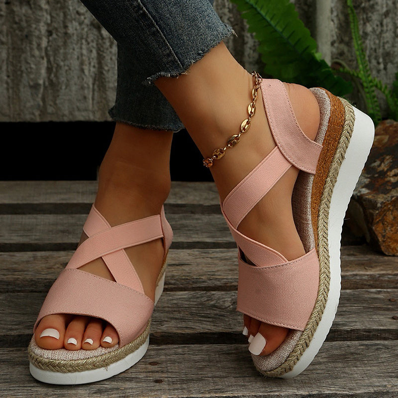 Trendy Summer Cross-Strap Wedge Sandals