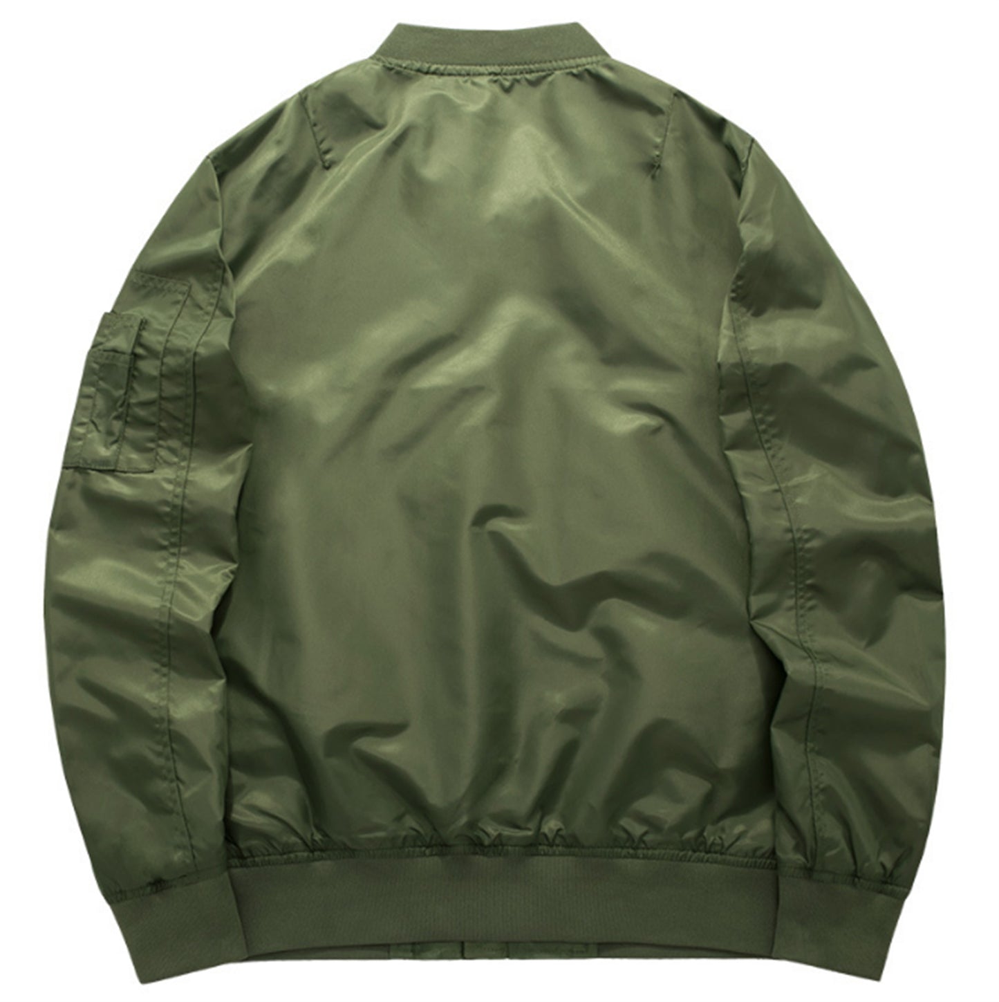 Solid Standing Collar Bomber Jacket