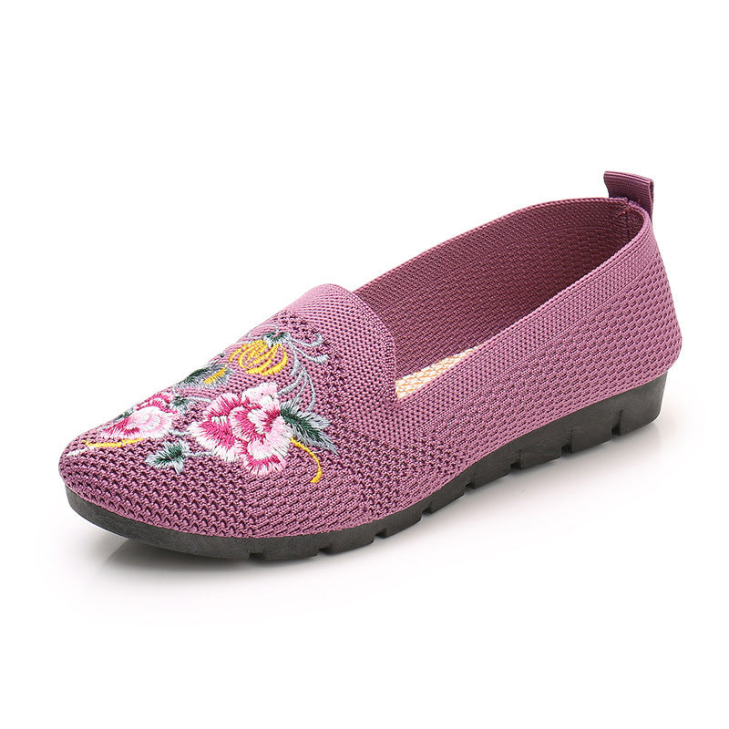 Embroidered Breathable Woven Mesh Shoes