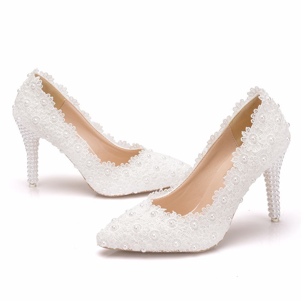 Pearl Lace Stiletto Shoes