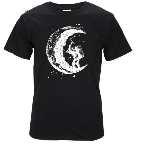 Digging The Moon Print Casual T Shirt