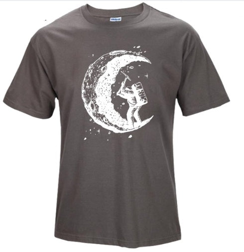 Digging The Moon Print Casual T Shirt