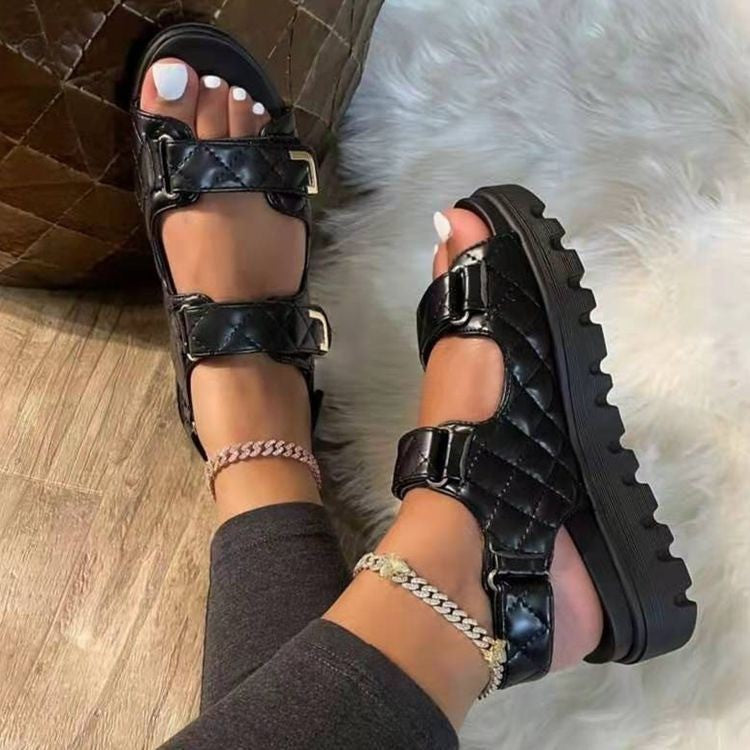 Trendy Velcro Platform Sandals