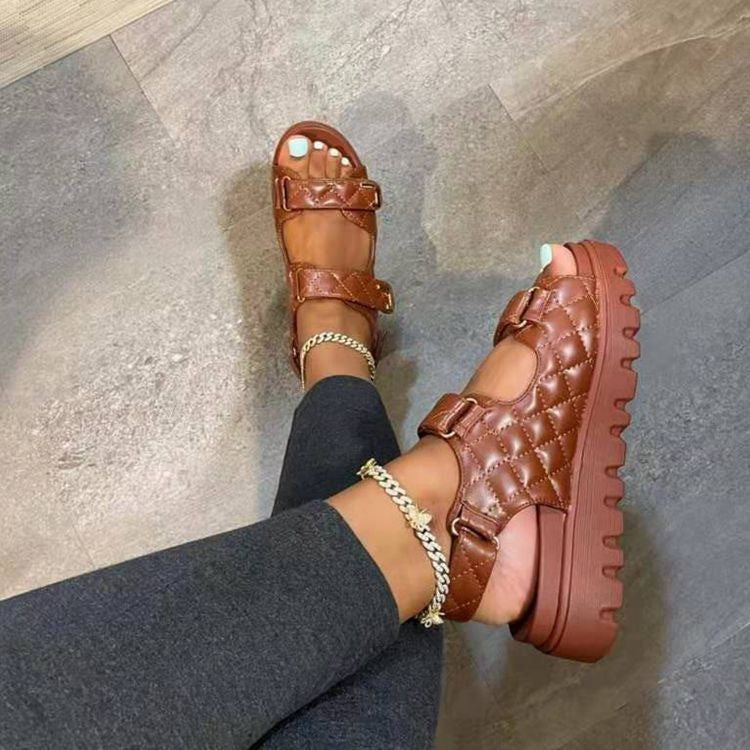 Trendy Velcro Platform Sandals