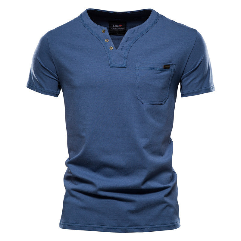 Summer Slim Cotton Pocket T-Shirt