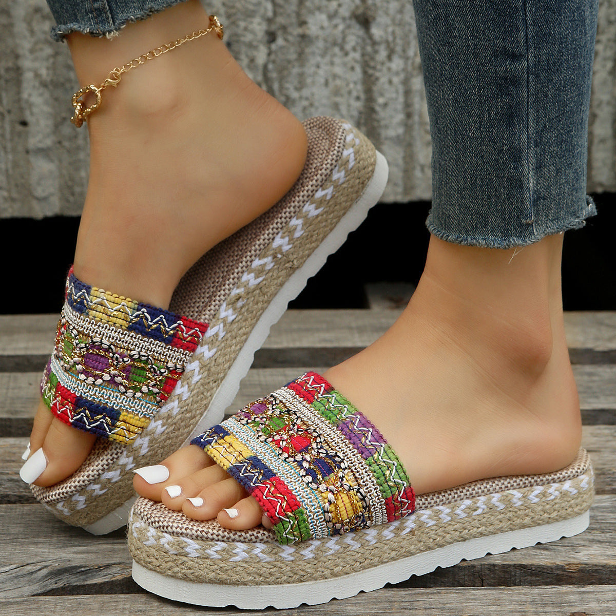 Thick-bottom Coloured Summer Sandals