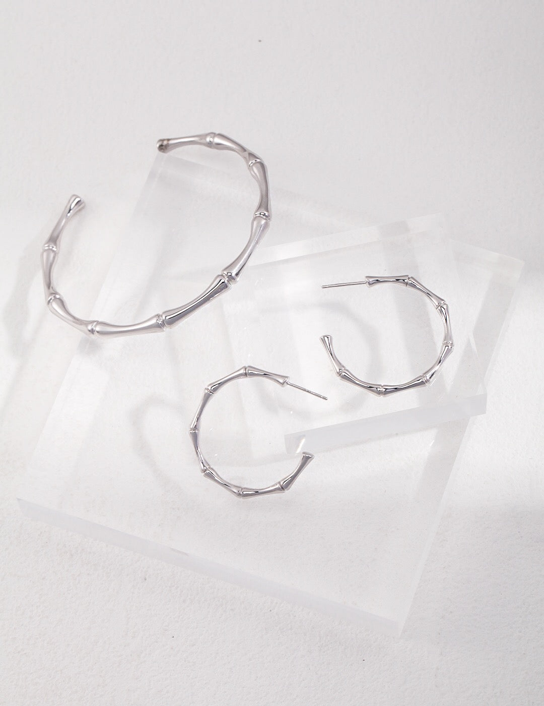 Bamboo Open Hoop Earrings