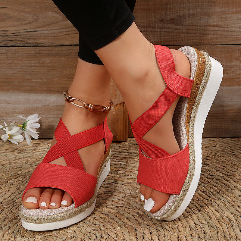 Trendy Summer Cross-Strap Wedge Sandals