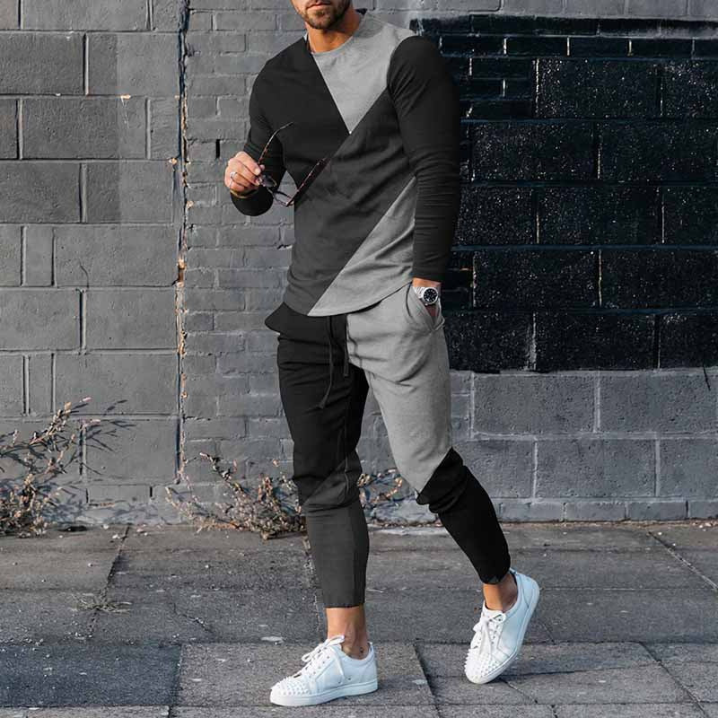 Men's Round Neck Long Sleeve T-shirt Suit