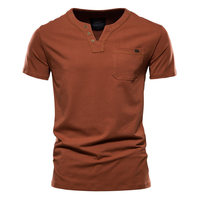 Summer Slim Cotton Pocket T-Shirt