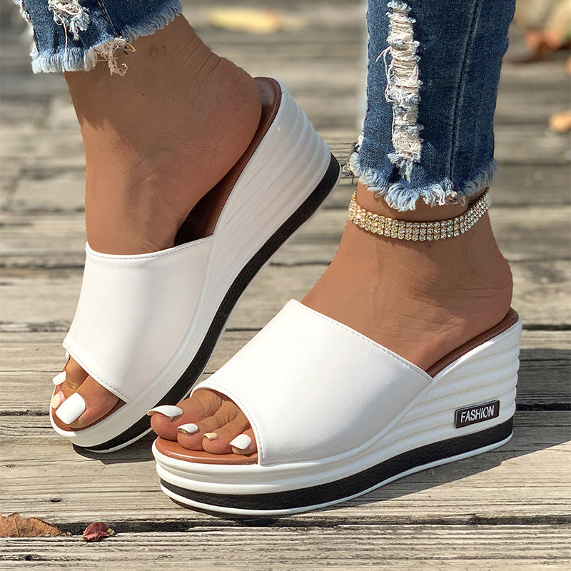 Fish Mouth Hollow Design Wedge Sandals