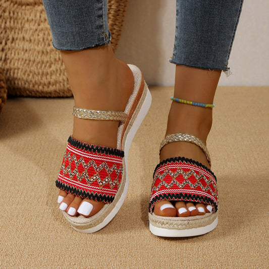 New Wave-pattern Summer Fashion Wedge Slippers