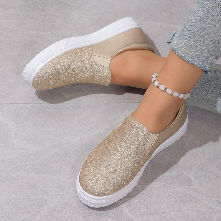 Flat Bottom Sequined Loafers