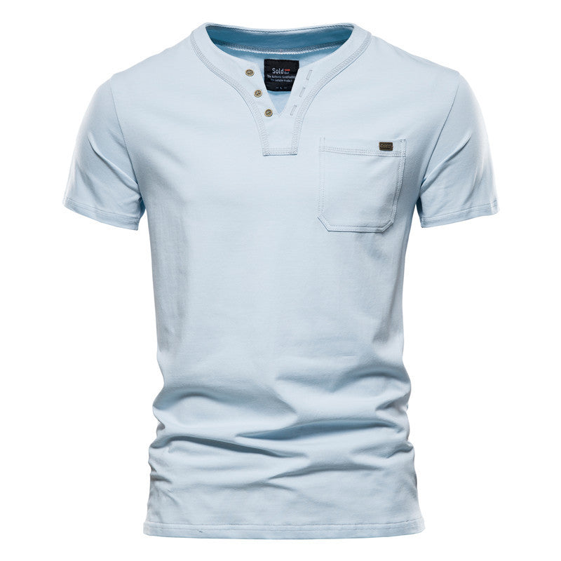 Summer Slim Cotton Pocket T-Shirt