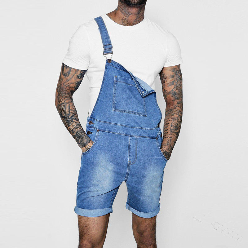 Trendy Men's Rolled-Up Bib Trousers