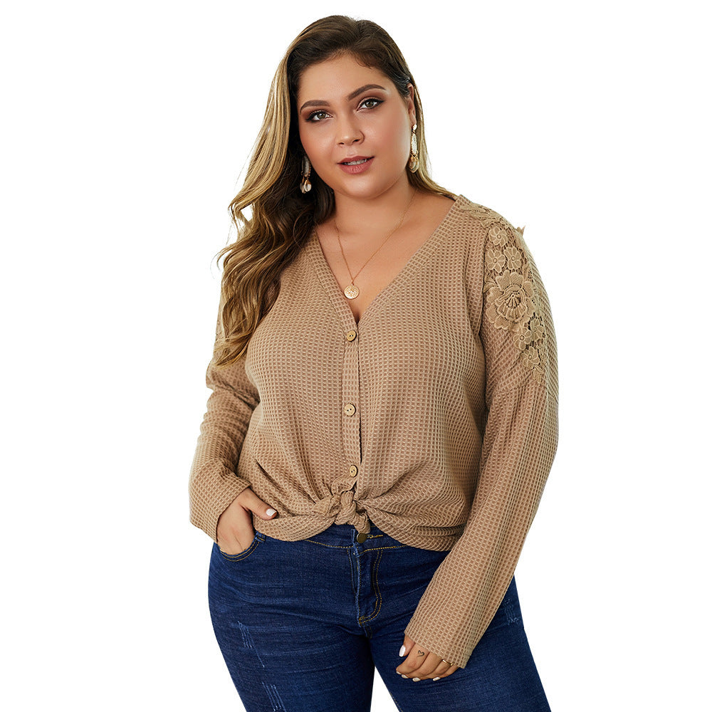 New Design Knitted Shirts For Plus-Sized Women