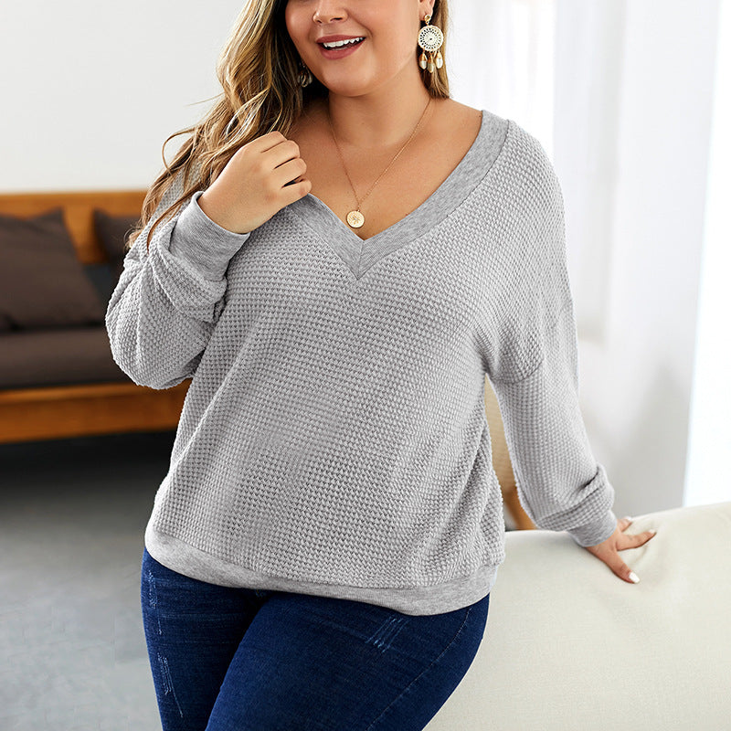 Autumn Knitted Blouse For Plus-Sized Women