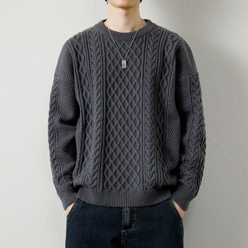 Round Neck Men's Knitted Sweater