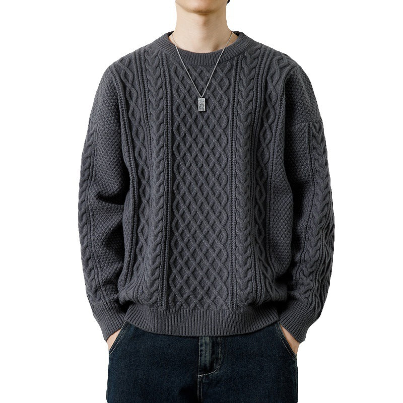 Round Neck Men's Knitted Sweater