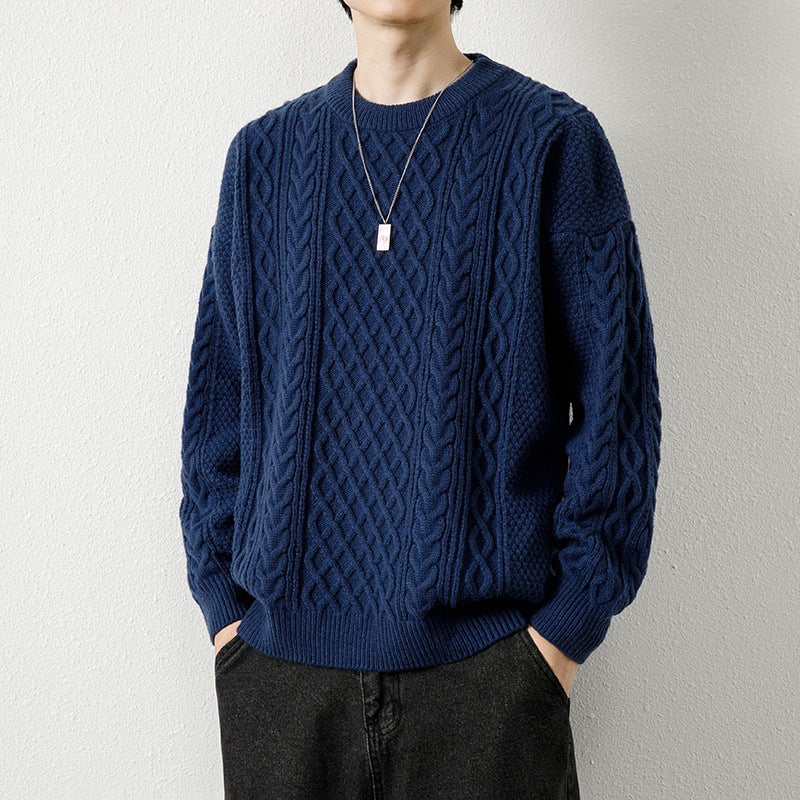 Round Neck Men's Knitted Sweater