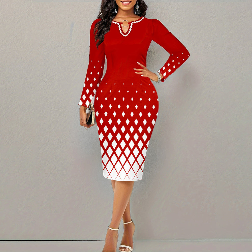 Printed Long Sleeve Dress