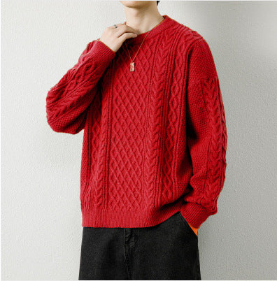 Round Neck Men's Knitted Sweater