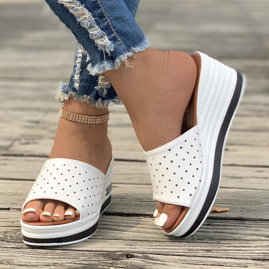 Fish Mouth Hollow Design Wedge Sandals