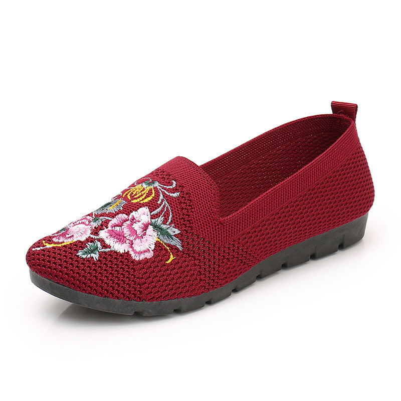 Embroidered Breathable Woven Mesh Shoes