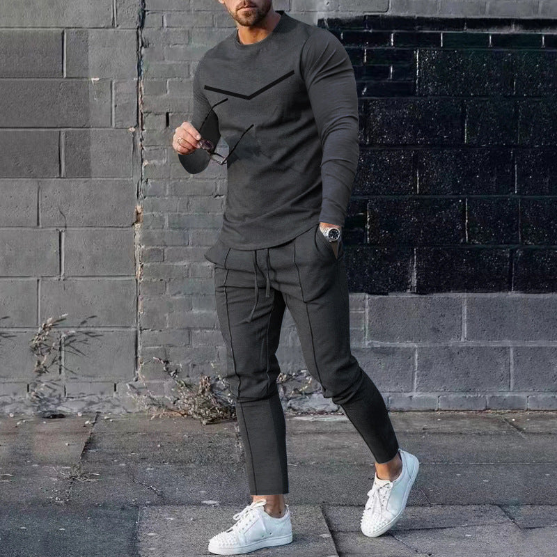 Men's Round Neck Long Sleeve T-shirt Suit