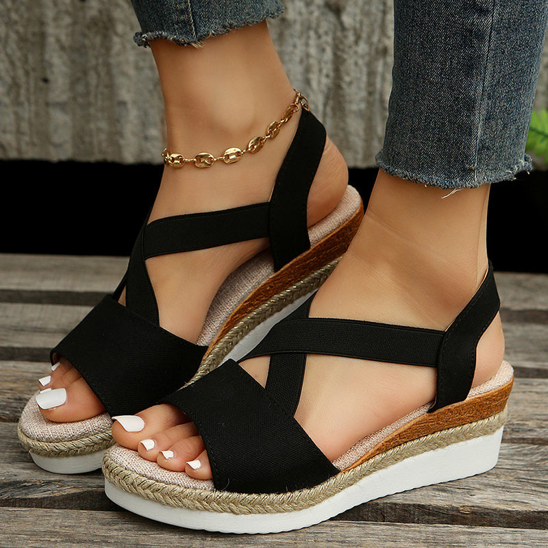 Trendy Summer Cross-Strap Wedge Sandals