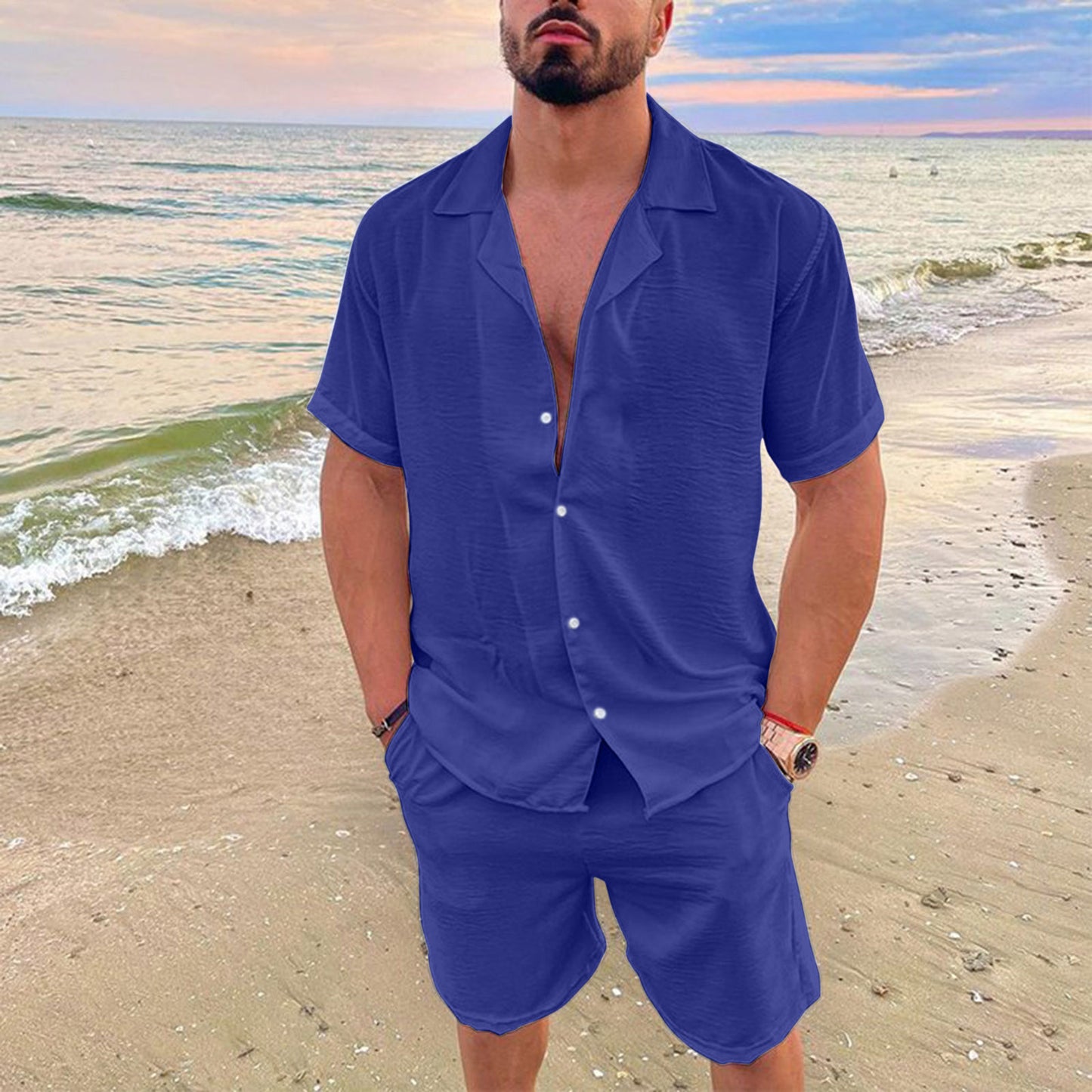 Casual Loose Men's Shorts Short Sleeve Suit