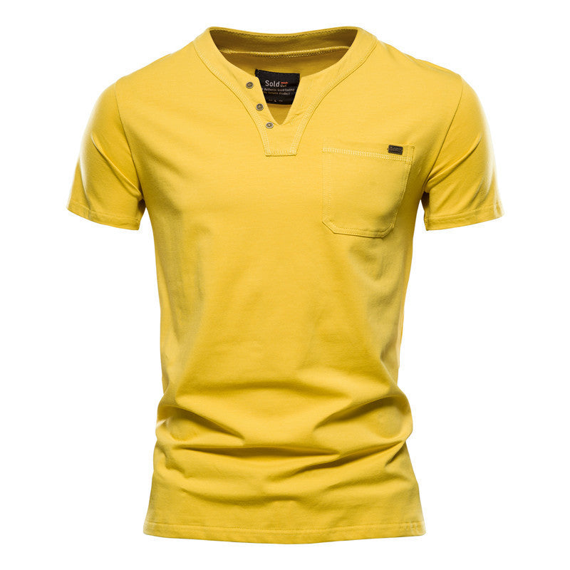 Summer Slim Cotton Pocket T-Shirt