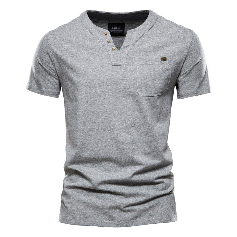 Summer Slim Cotton Pocket T-Shirt