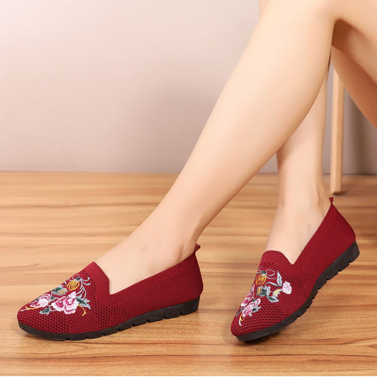 Embroidered Breathable Woven Mesh Shoes