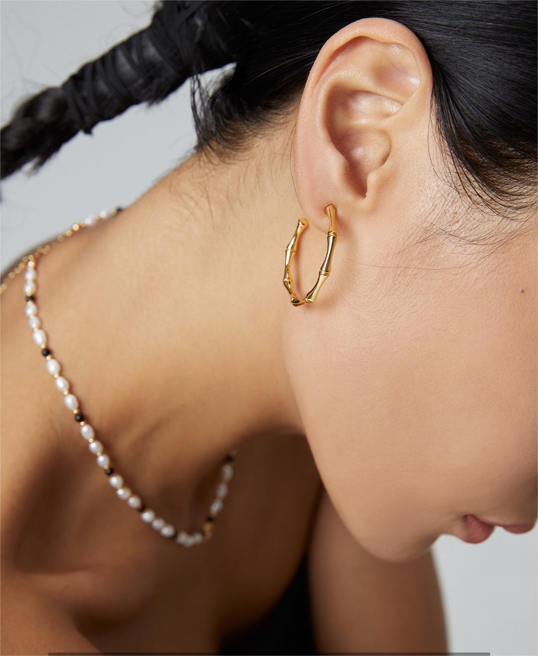 Bamboo Open Hoop Earrings