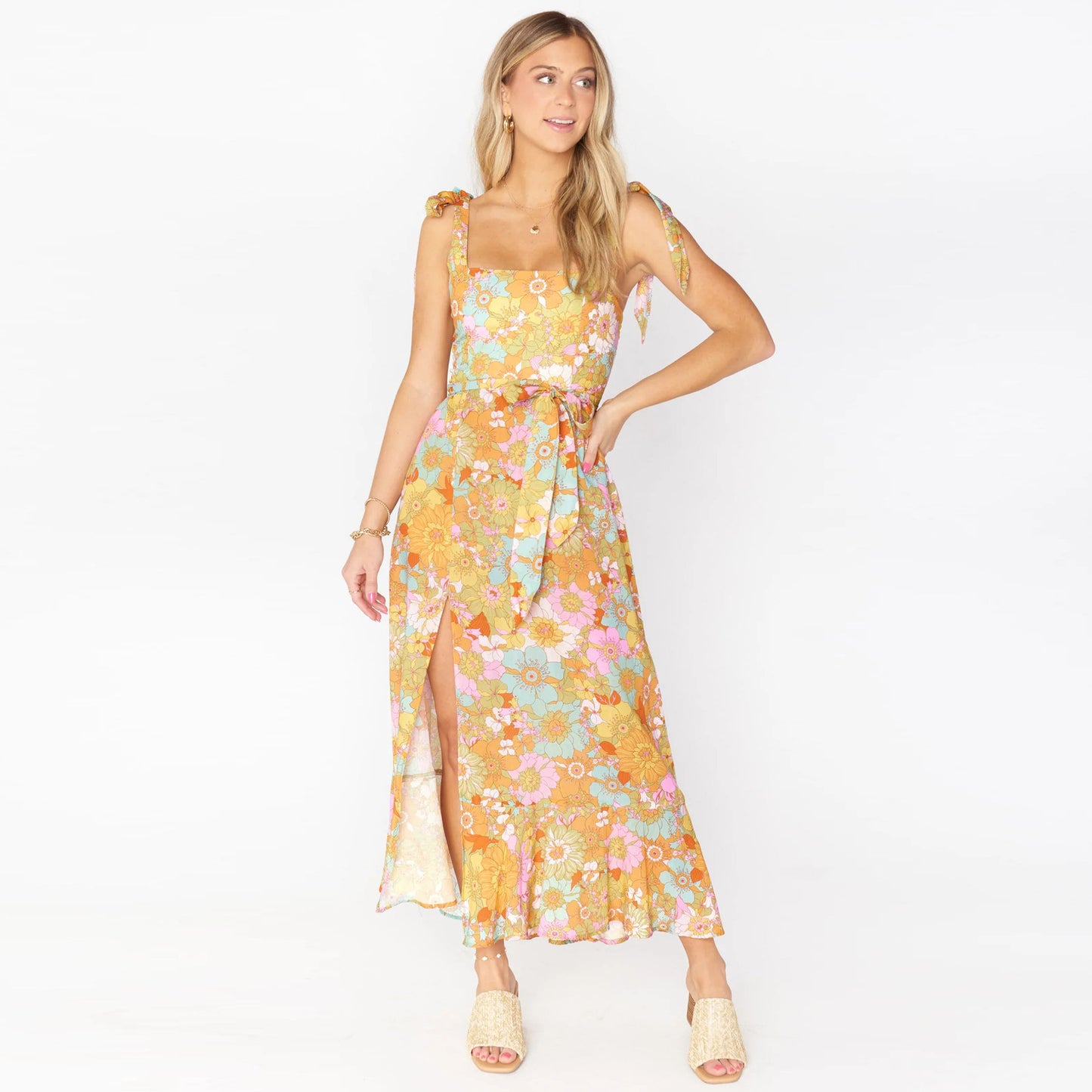 Sommer Neue frauen Neckholder Strappy Floral Kleid