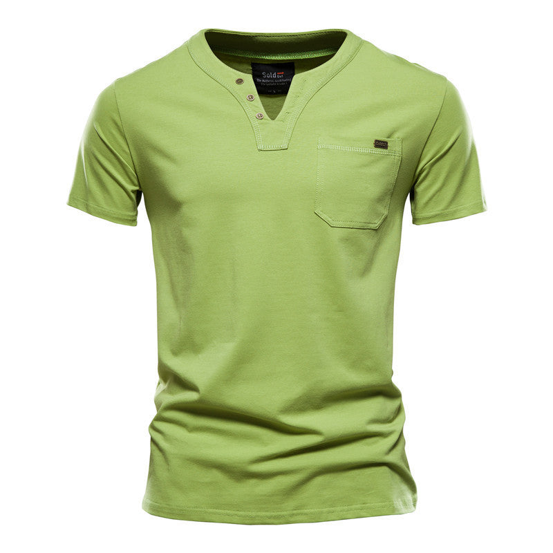 Summer Slim Cotton Pocket T-Shirt