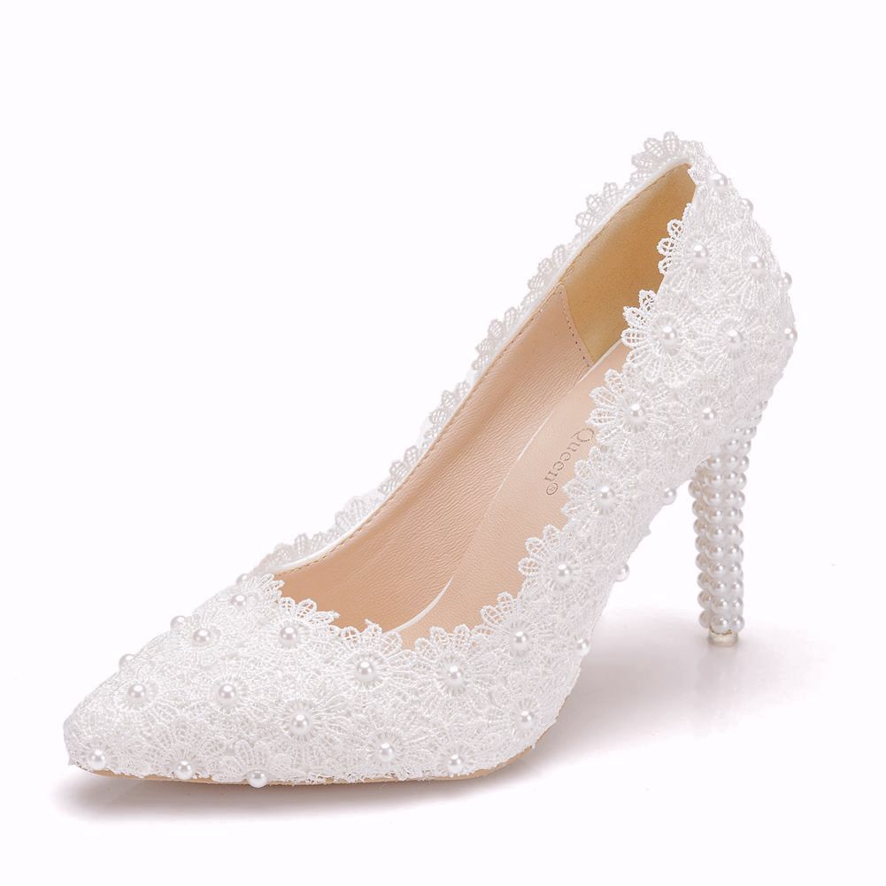 Pearl Lace Stiletto Shoes