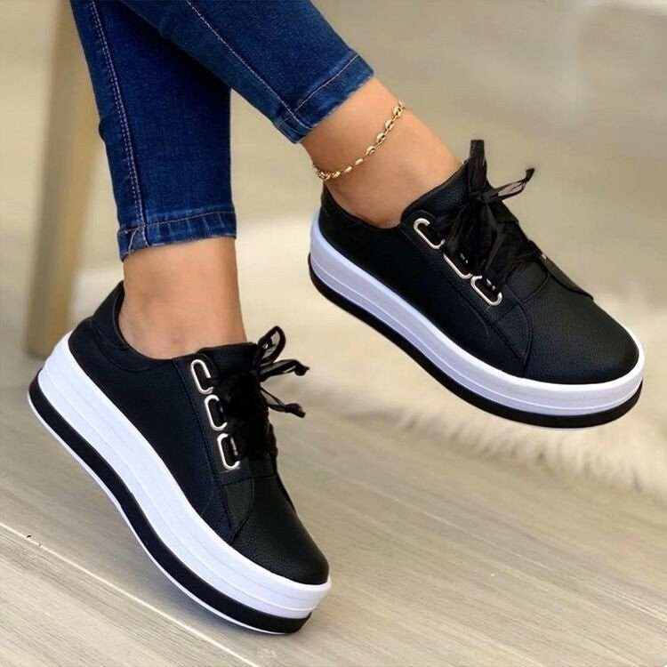 Trendy Flat Ribbon Lace-Up Women Sneakers