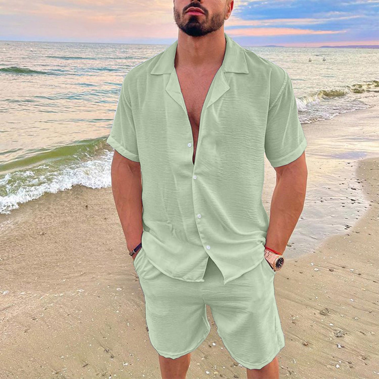 Casual Loose Men's Shorts Short Sleeve Suit