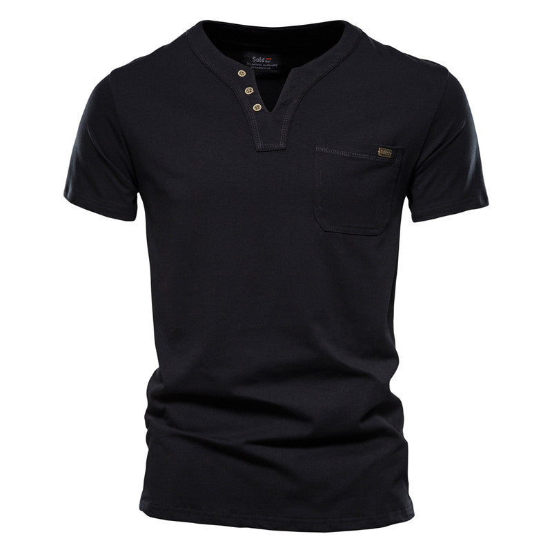 Summer Slim Cotton Pocket T-Shirt